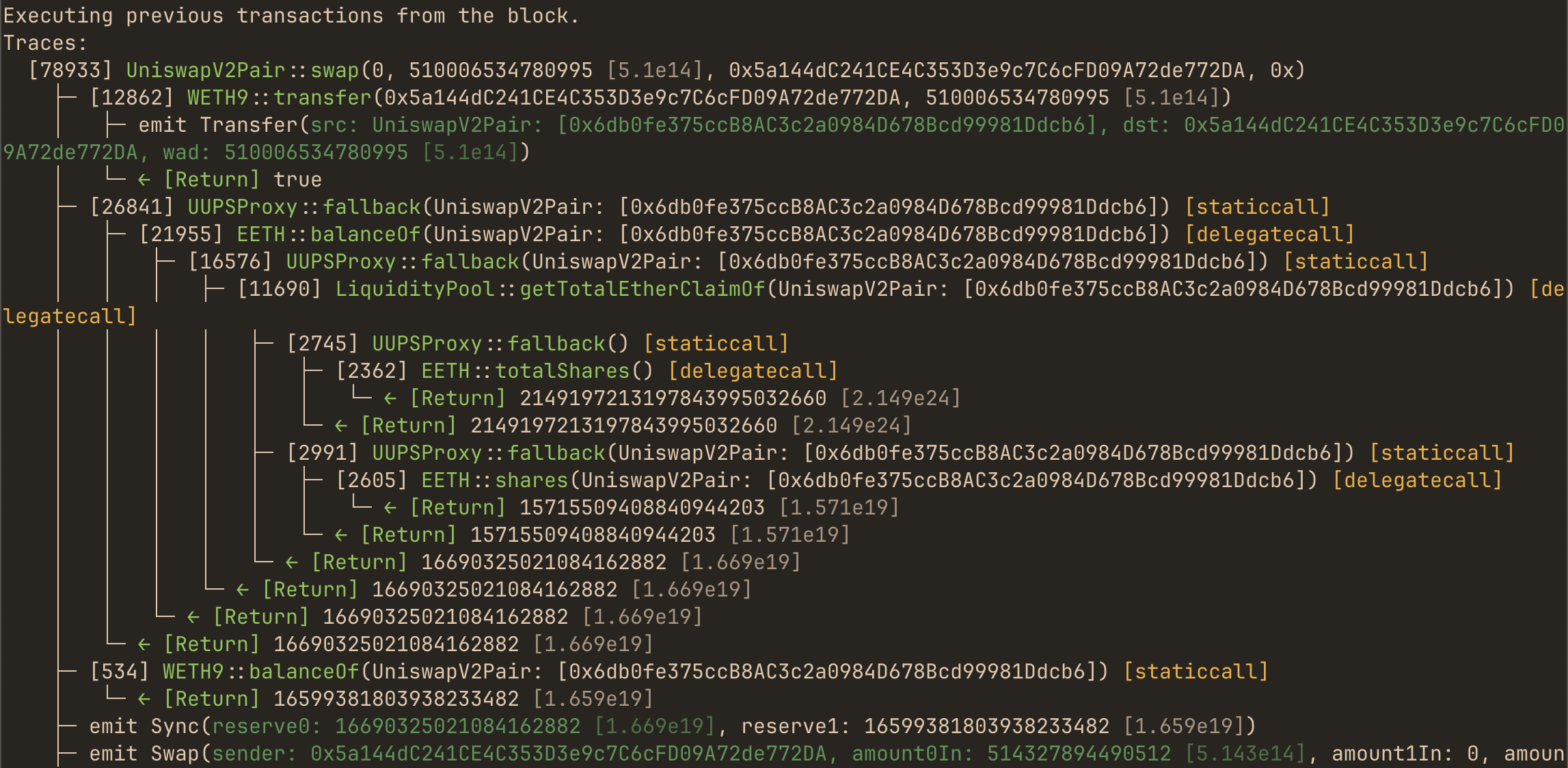 cast run transaction traces