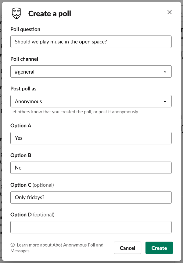 Abot Slack Anonymous Poll