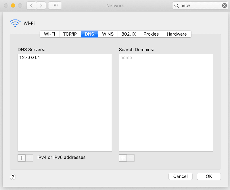 MacOS DNS proxy setup