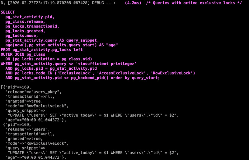 RailsPgExtras reporting exclusive locks