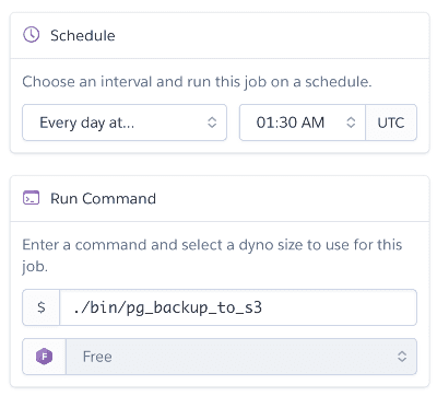 Heroku scheduler config UI