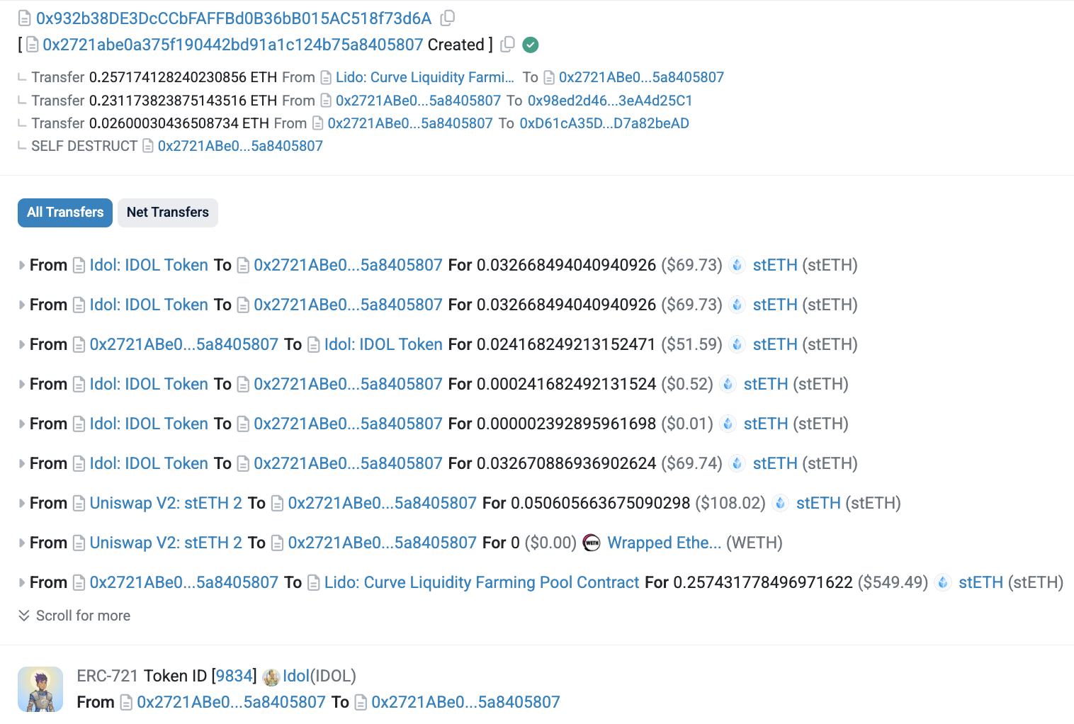 Idol NFT token attack