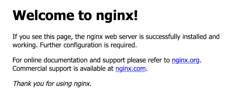 NGINX welcome screen