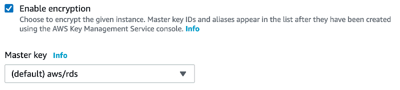 Enable encryption for RDS database