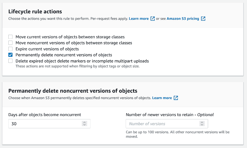 S3 lifecycle rule configuration