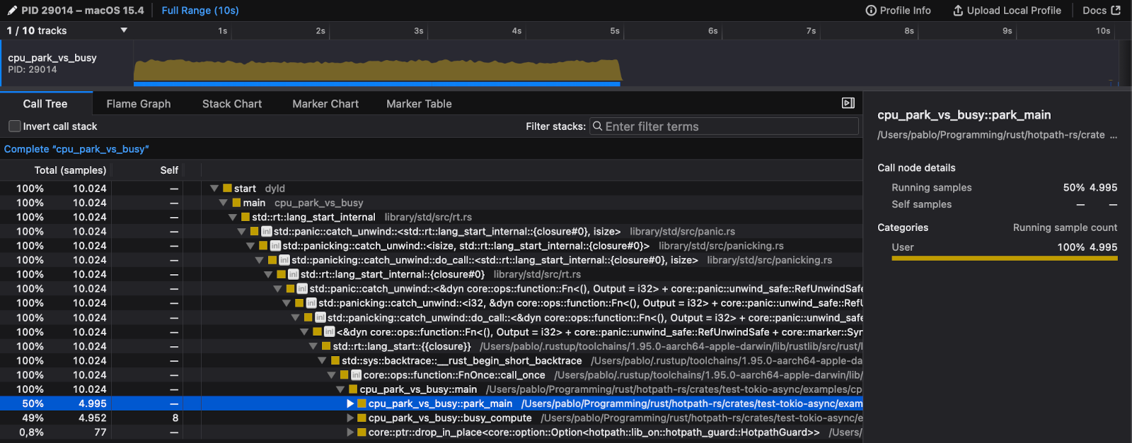 samply UI reporting parked thread data samply UI reporting parked thread data