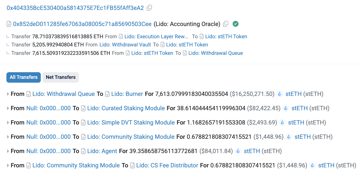 Lido oracle update