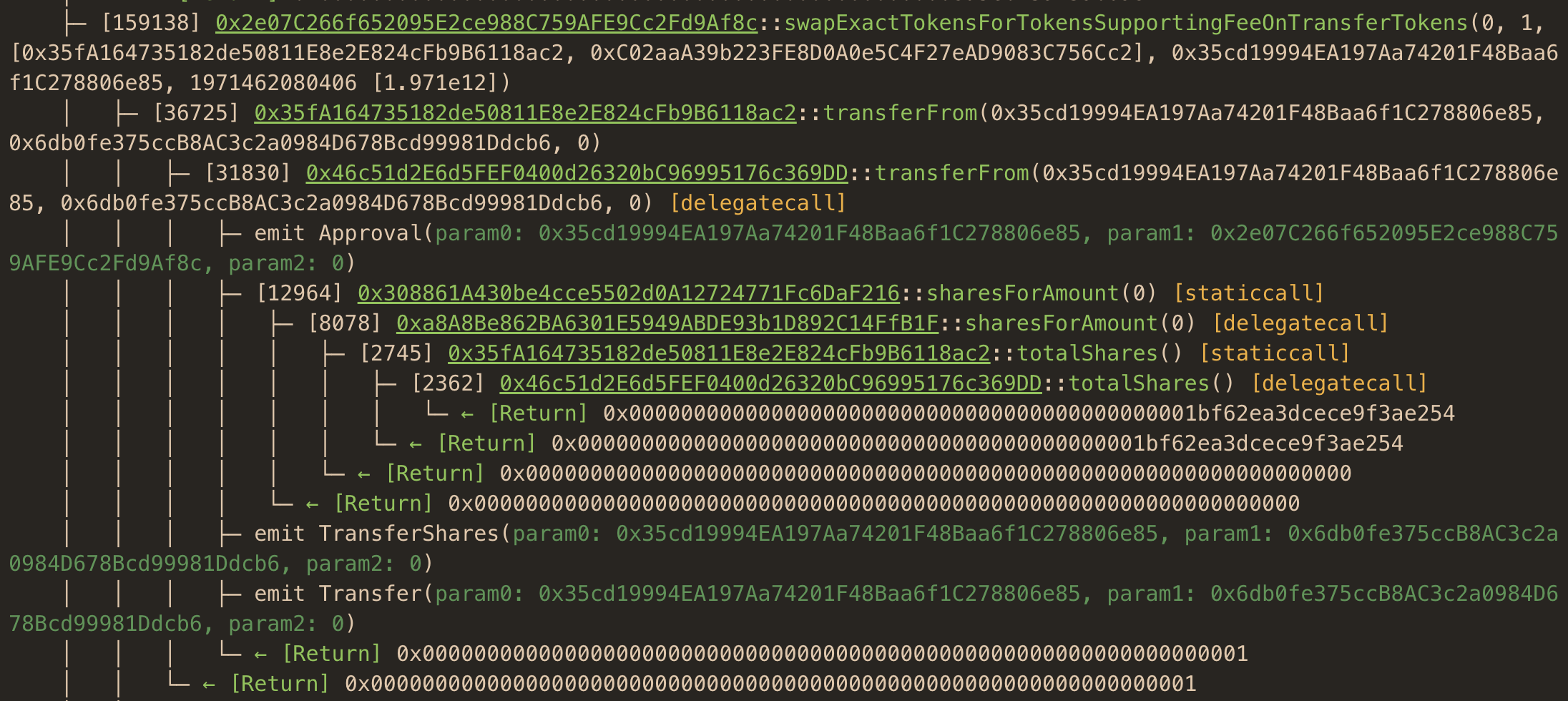 eETH inefficient skim tx traces